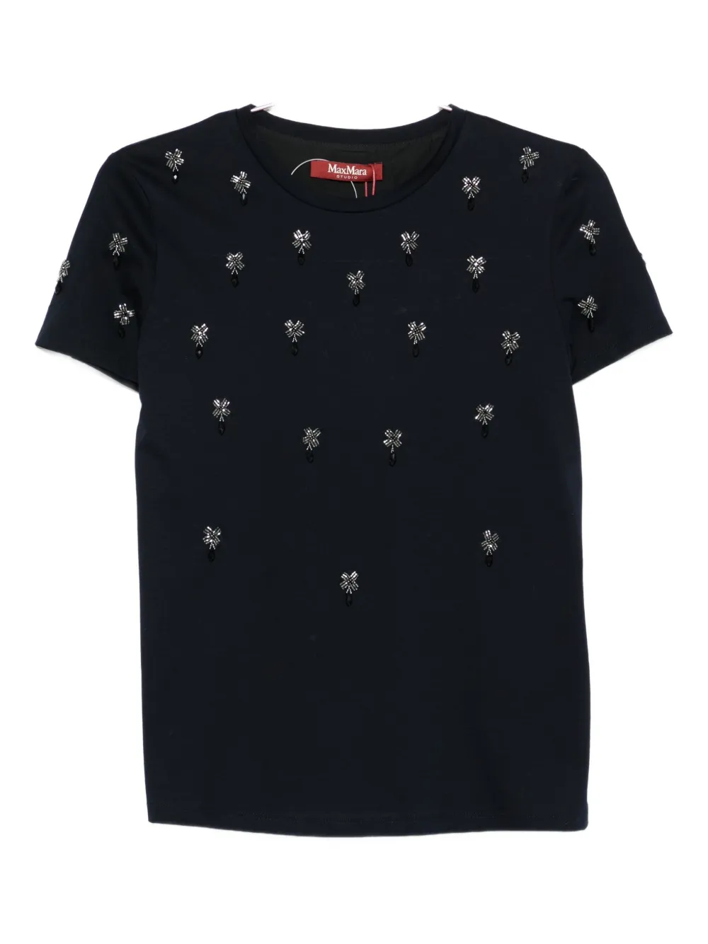Max Mara Embellished Short-sleeved T-shirt In Blue