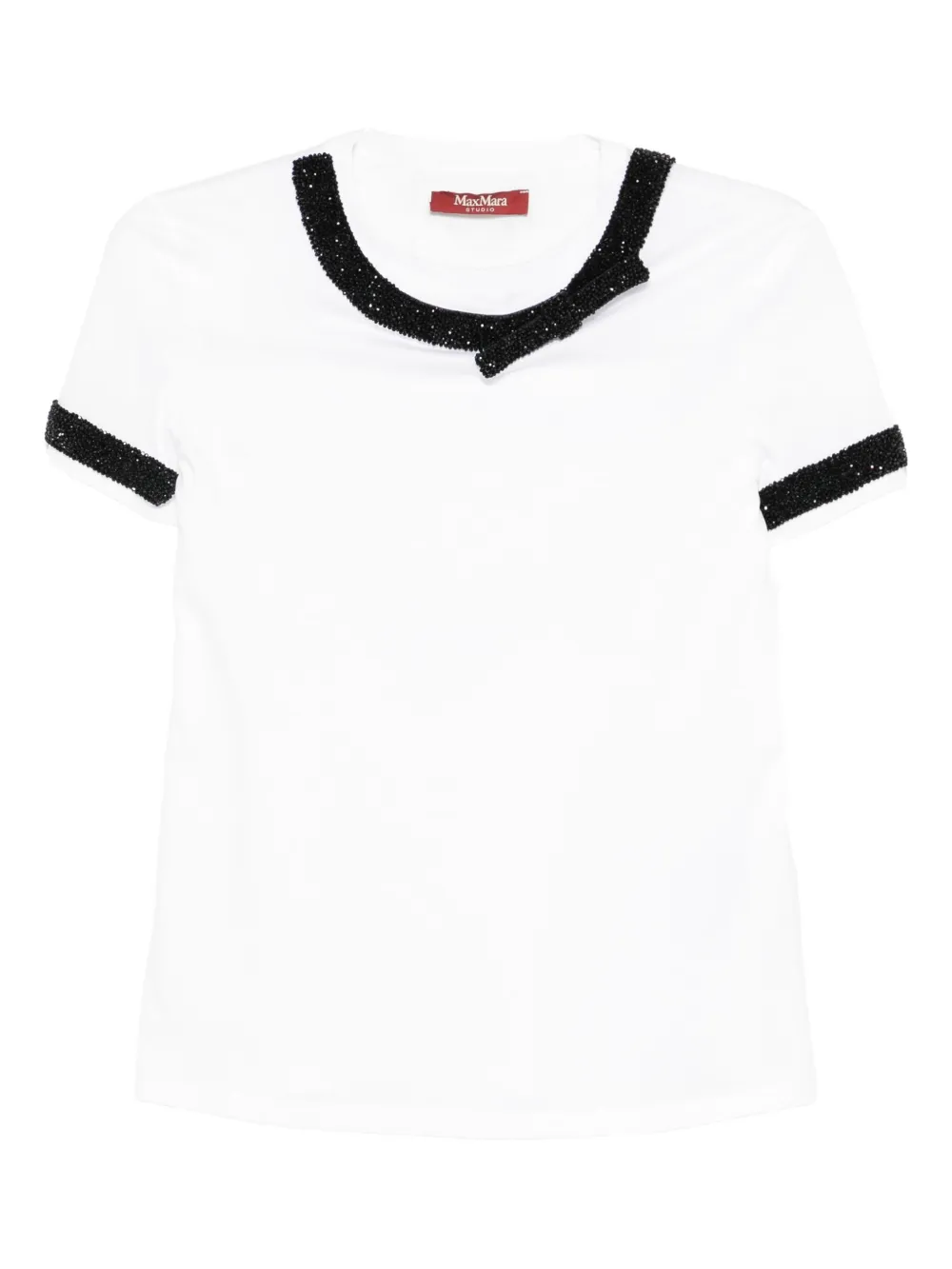 Max Mara embellished-neckline cotton T-shirt Wit