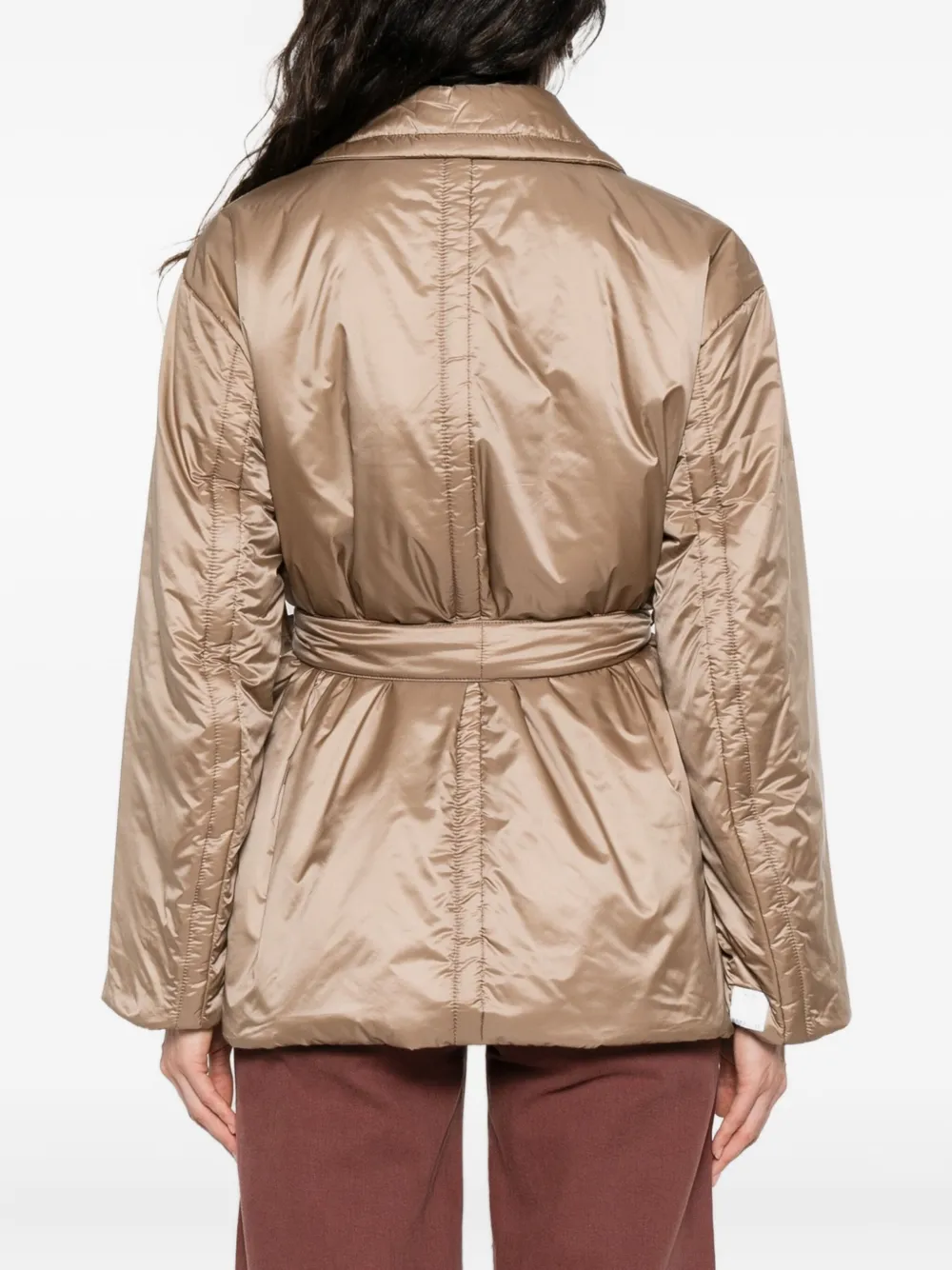 Max Mara Jack met ceintuur en dubbele rij knopen Beige
