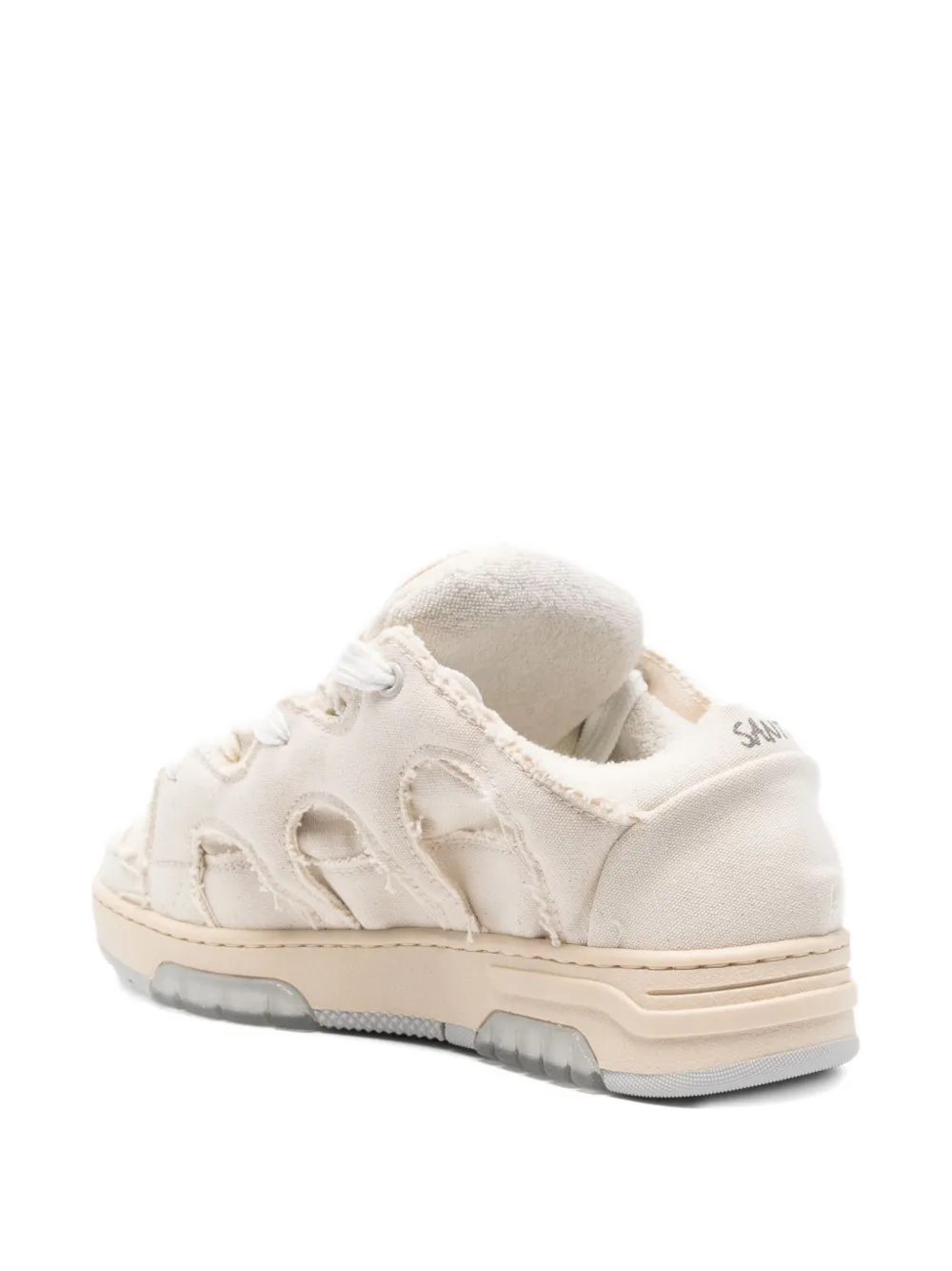 SANTHA logo-detail frayed canvas sneakers Neutrals