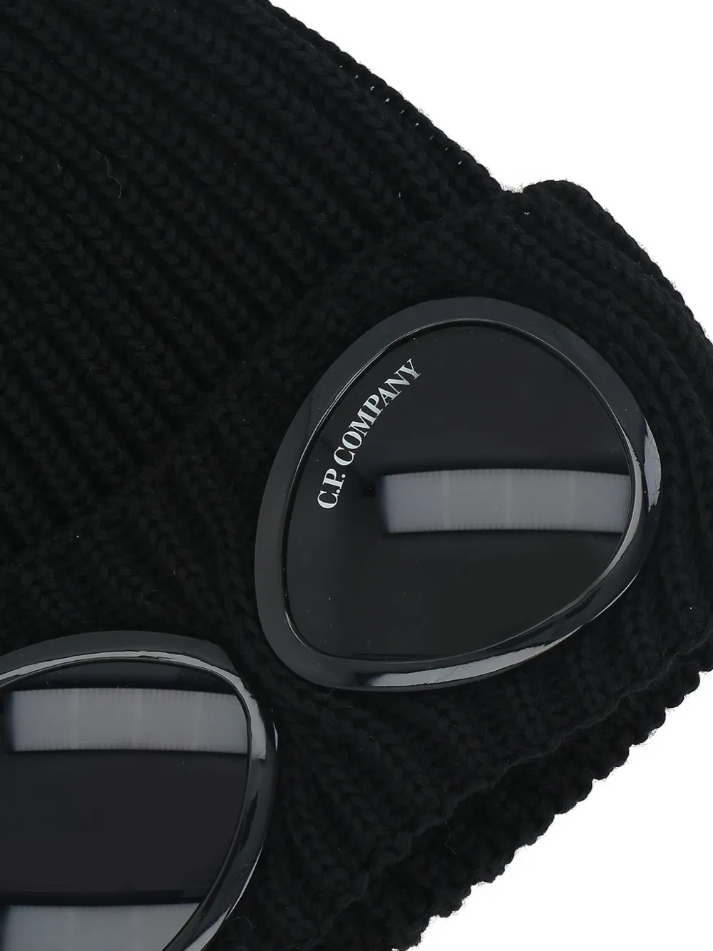 C.P. Company Geribbelde muts met goggle-lens Zwart