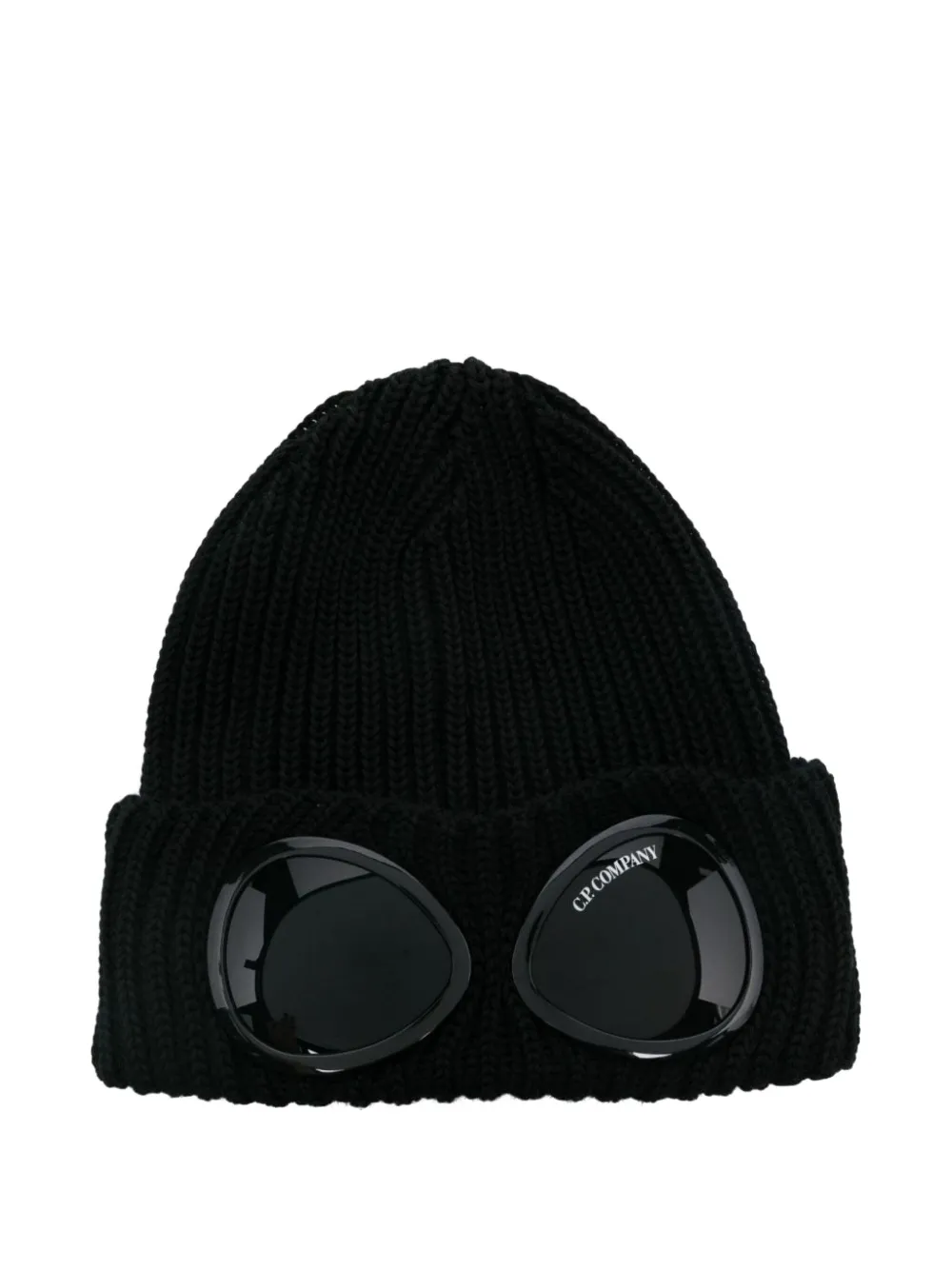 C.P. Company goggle-lens ribbed beanie hat - Nero