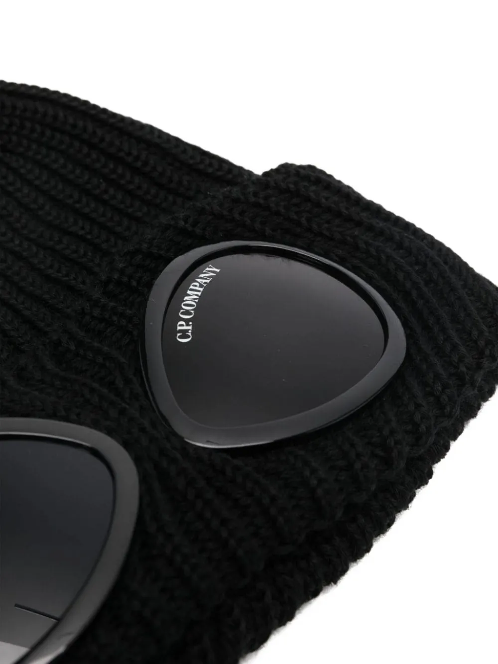 C.P. Company Geribbelde muts met goggle-lens Zwart