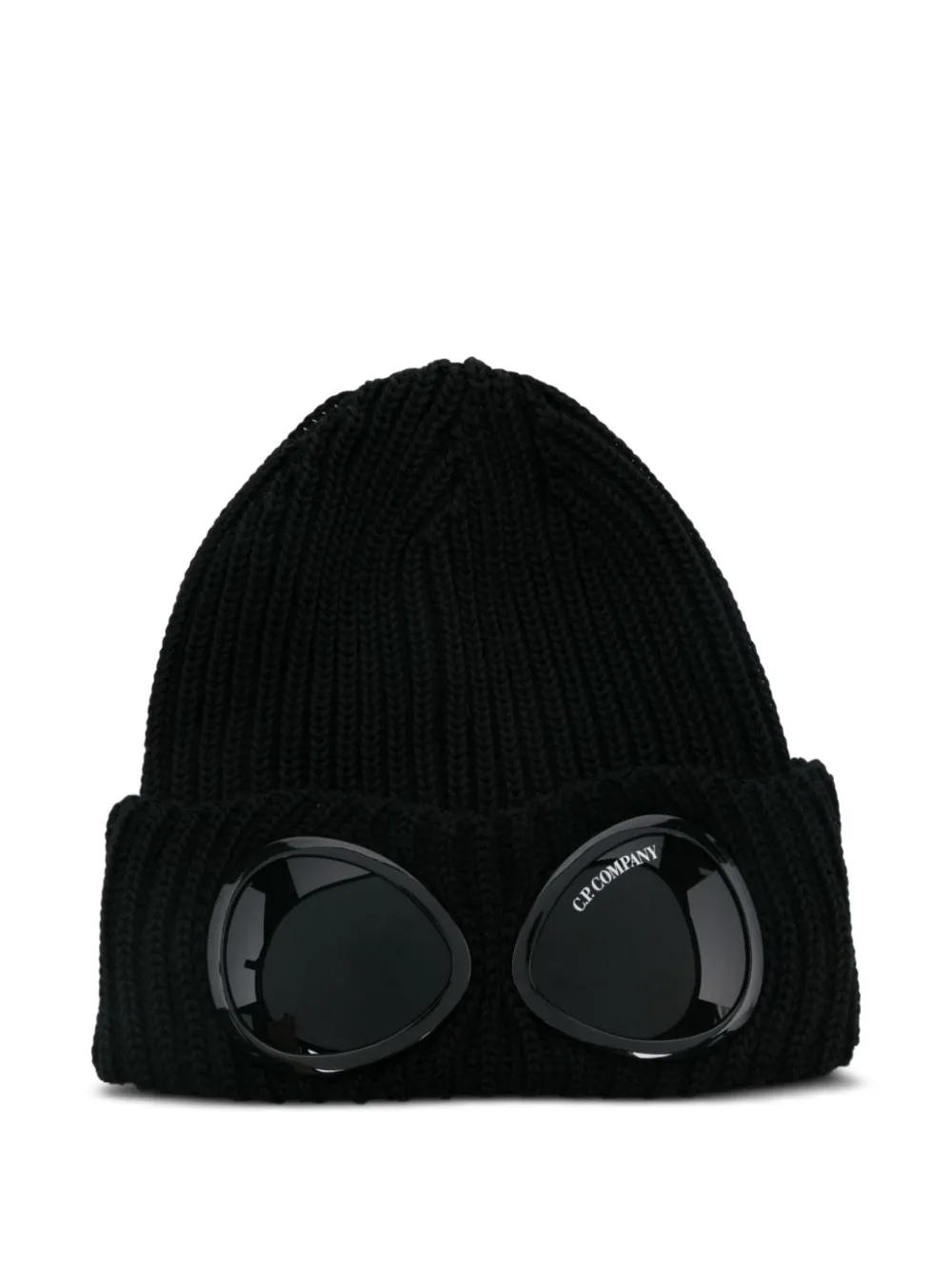 C.P. Company goggle-lens ribbed beanie hat | Black | Image 1
