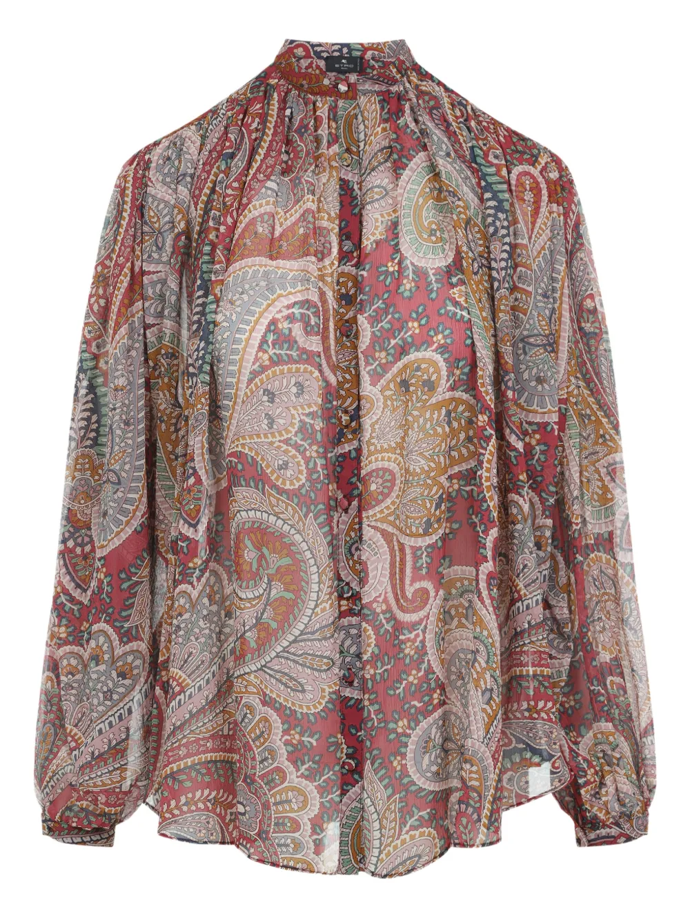 ETRO Blouse met hoge hals en paisley-print Rood