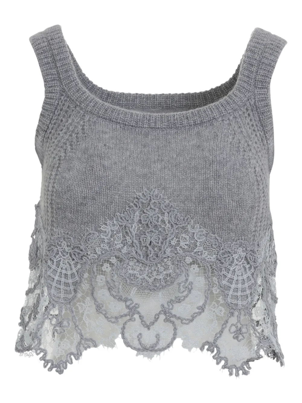 Ermanno Scervino Tanktop met kanten afwerking Grijs