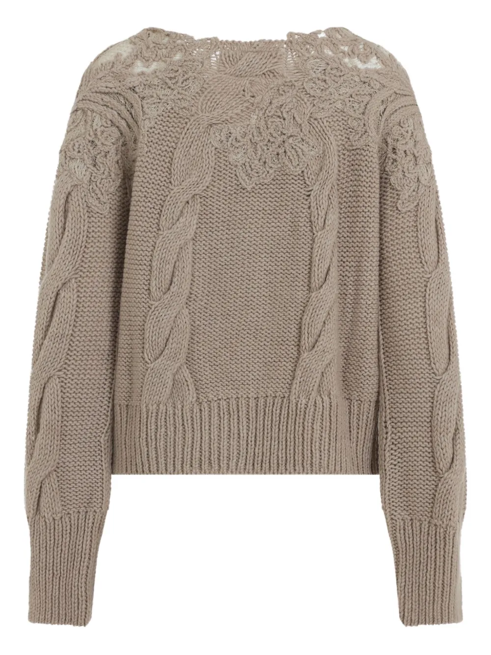 Ermanno Scervino lace-insert cable-knit sweater | Knitted Sweaters | Image 2
