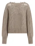 Ermanno Scervino lace-insert cable-knit sweater - Brown