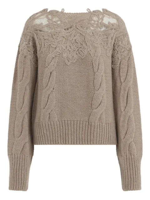Ermanno Scervino lace-insert cable-knit sweater