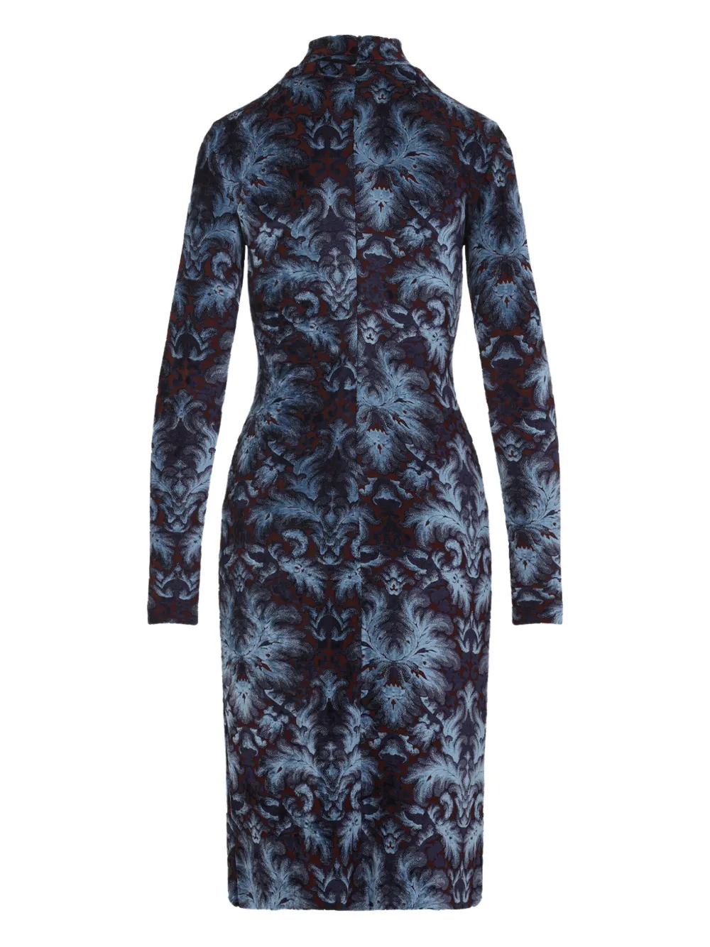 ETRO floral-pattern mock-neck midi dress Blauw