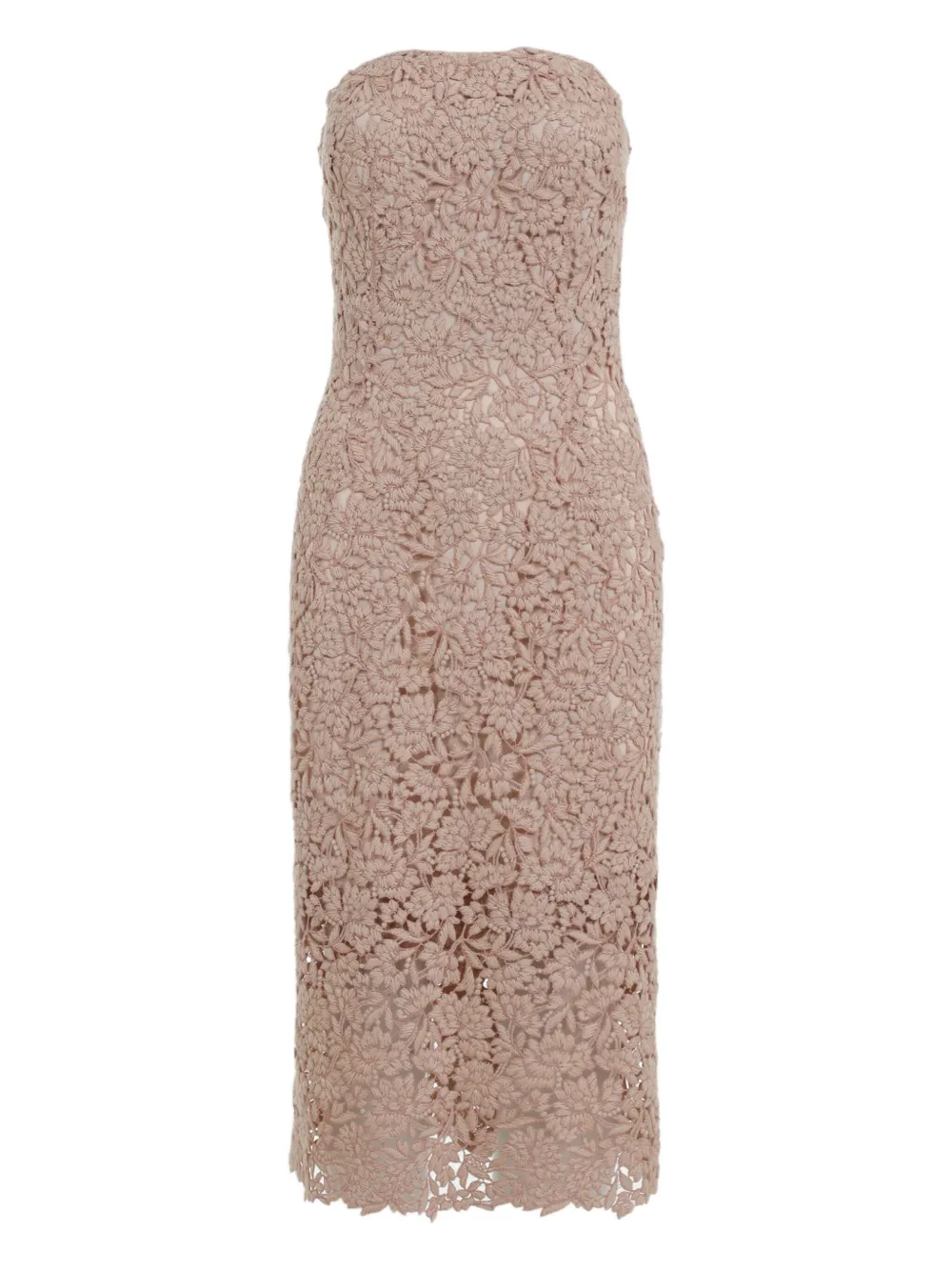 Ermanno Scervino Strapless jurk met bloemenkant Beige