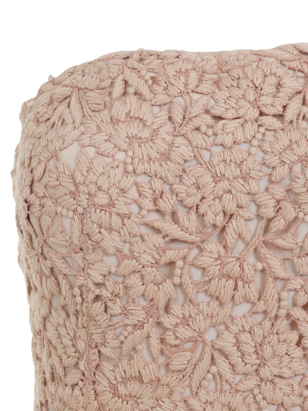 Ermanno Scervino Strapless jurk met bloemenkant Beige