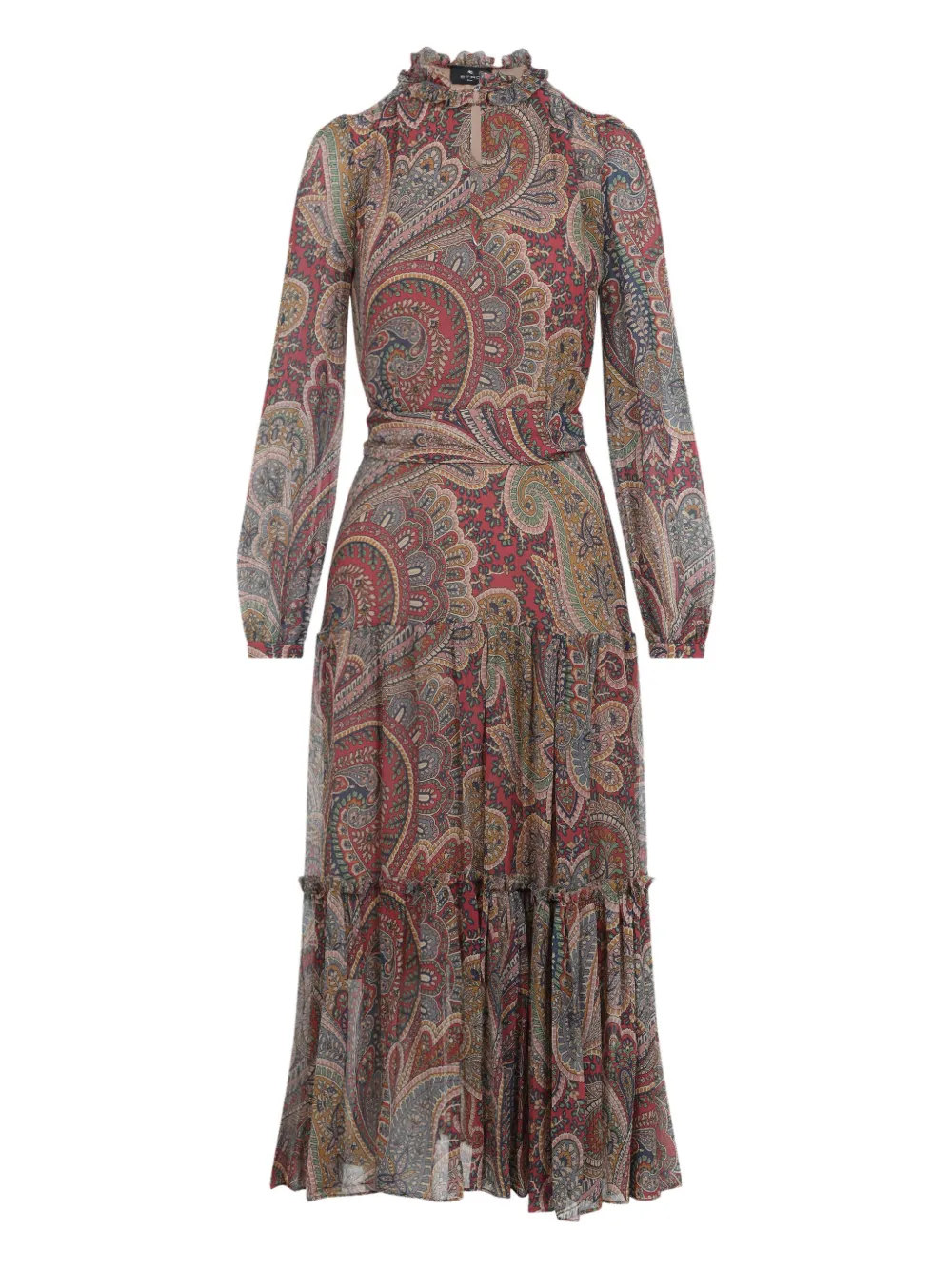 ETRO paisley ruffled maxi dress Rood