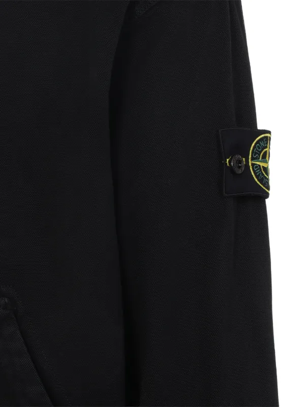 Stone Island logo-patch zip-up Hoodie | Black | FARFETCH