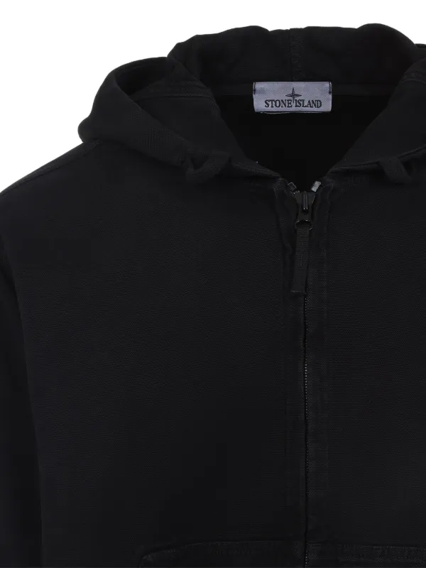 【送料&関税込】Stone  Logo Patch Long-sleeved Hoodie Stone Island logo-patch zip-up Hoodie | Black | FARFETCH
