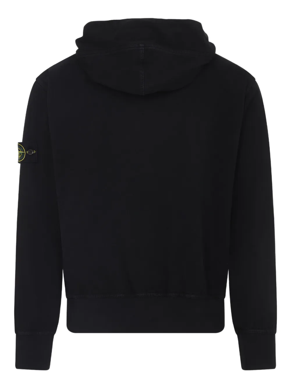 Stone Island logo-patch zip-up hoodie Zwart