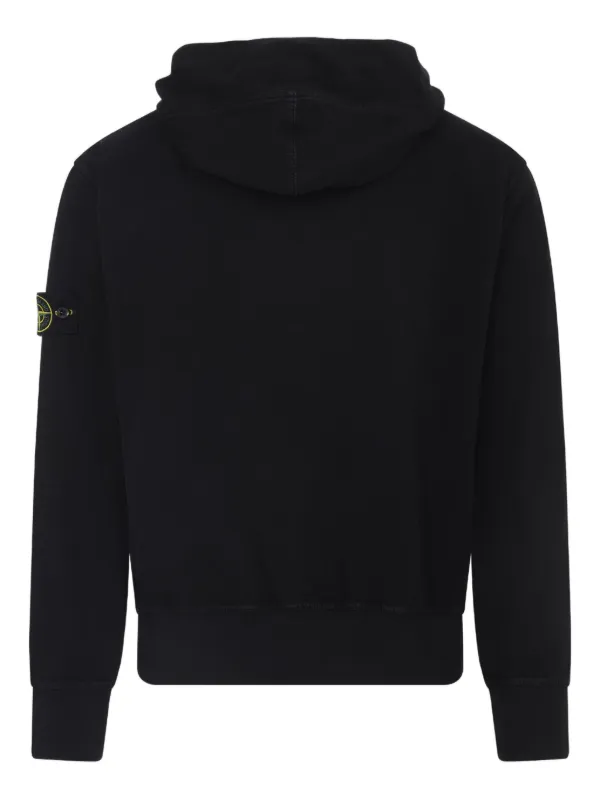 【送料&関税込】Stone Logo Patch Long-sleeved Hoodie Stone Island logo-patch zip-up Hoodie | Black | FARFETCH