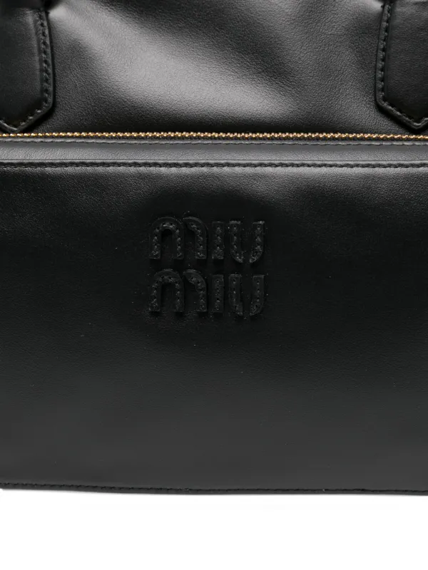 Miu Miu Leather top-handle Tote Bag | Black | FARFETCH