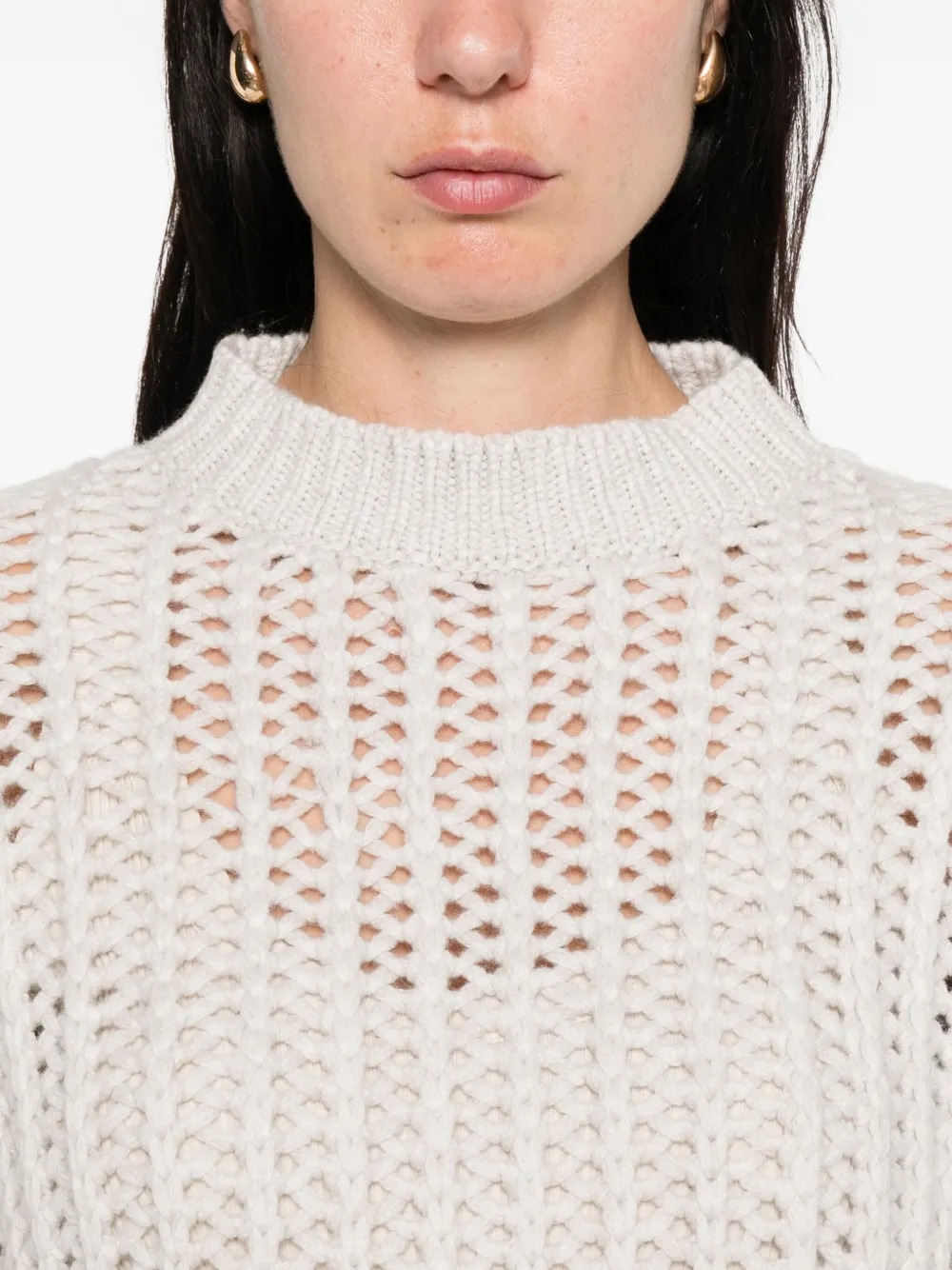 Brunello Cucinelli Open-knit Sweater In White