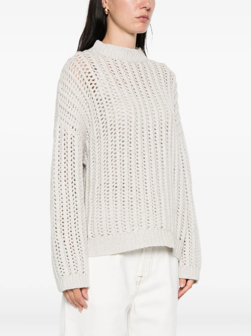 Brunello Cucinelli Open-knit Sweater In White