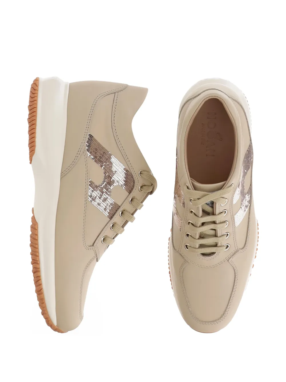 Hogan sequin-embellished low-top trainers Neutrals