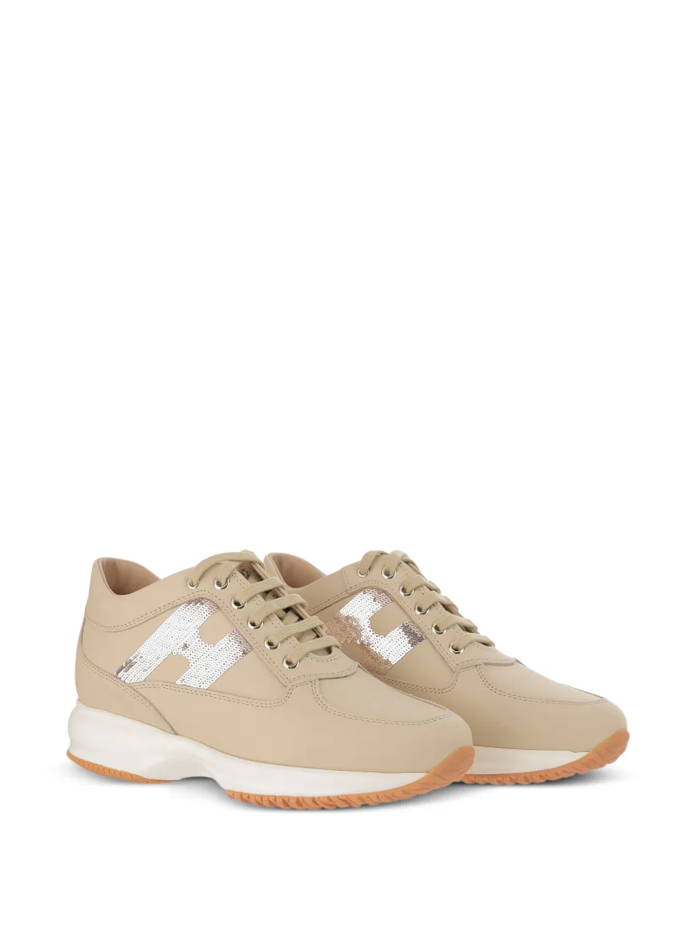 Hogan sequin-embellished low-top trainers Neutrals