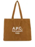 A.P.C. corduroy logo-print tote bag - Brown