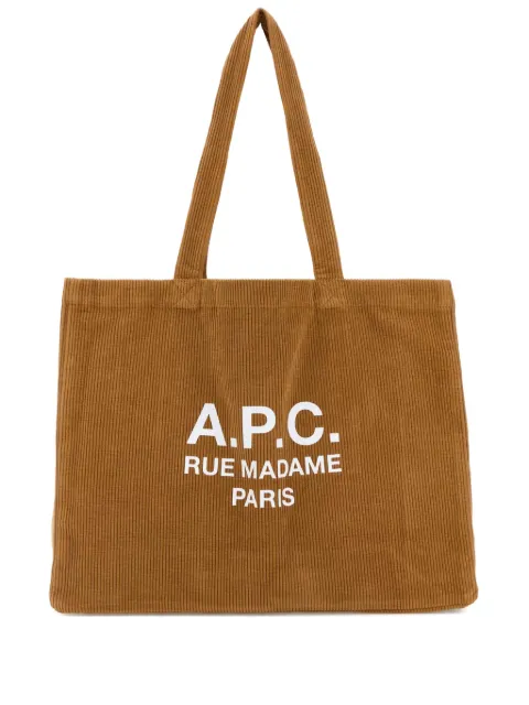 A.P.C. corduroy logo-print tote bag