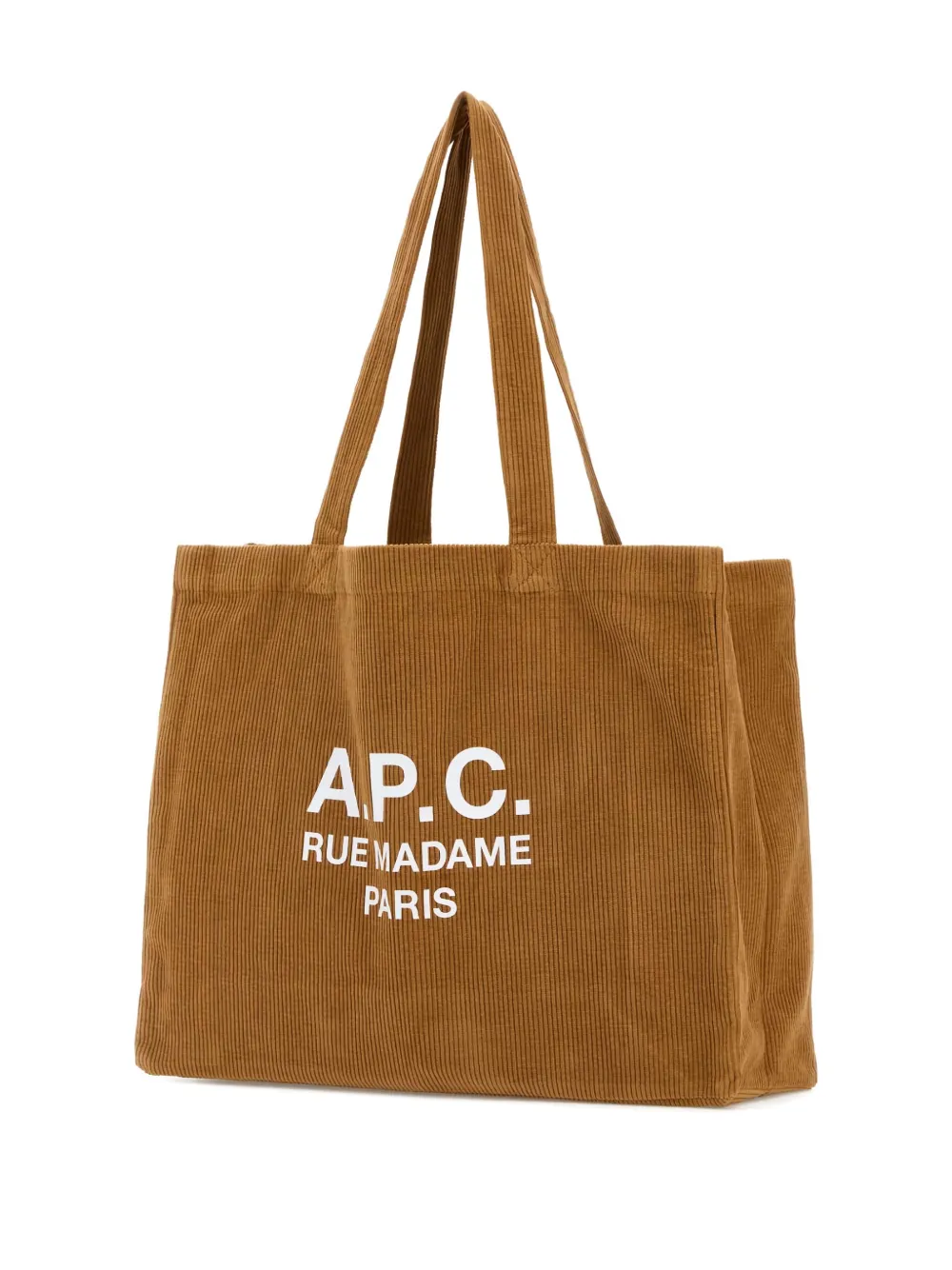 A.P.C. Ribfluwelen shopper met logoprint Bruin