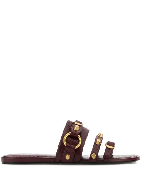Balenciaga leather gold-stud slides
