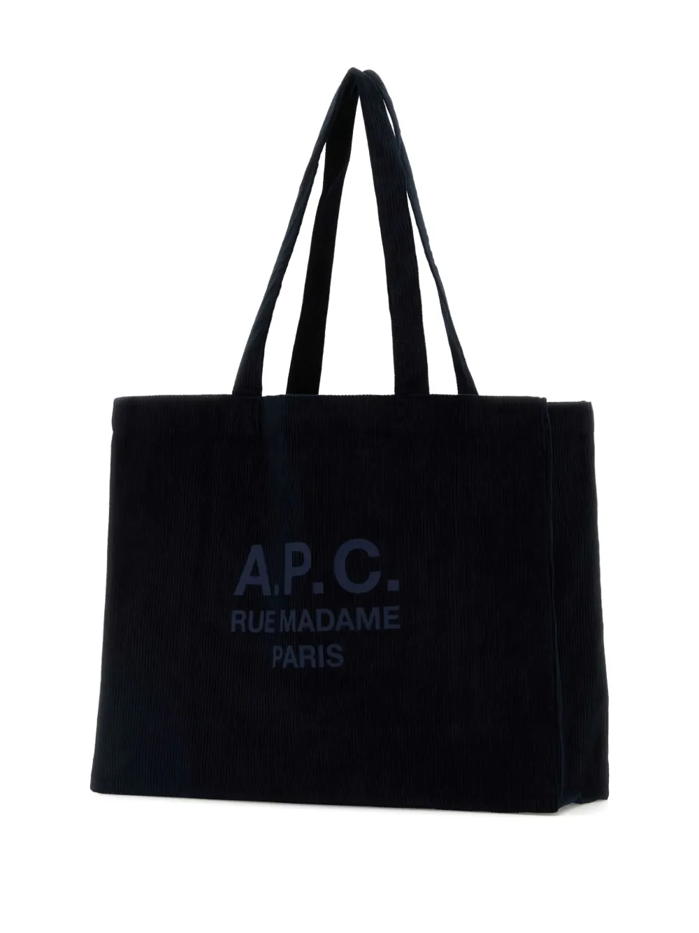 Apc Dark Blue Corduroy Diane Shopping Bag In Black