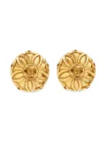 CHANEL Pre-Owned 1971-1980s flower CC mark clip-on earrings - Gold