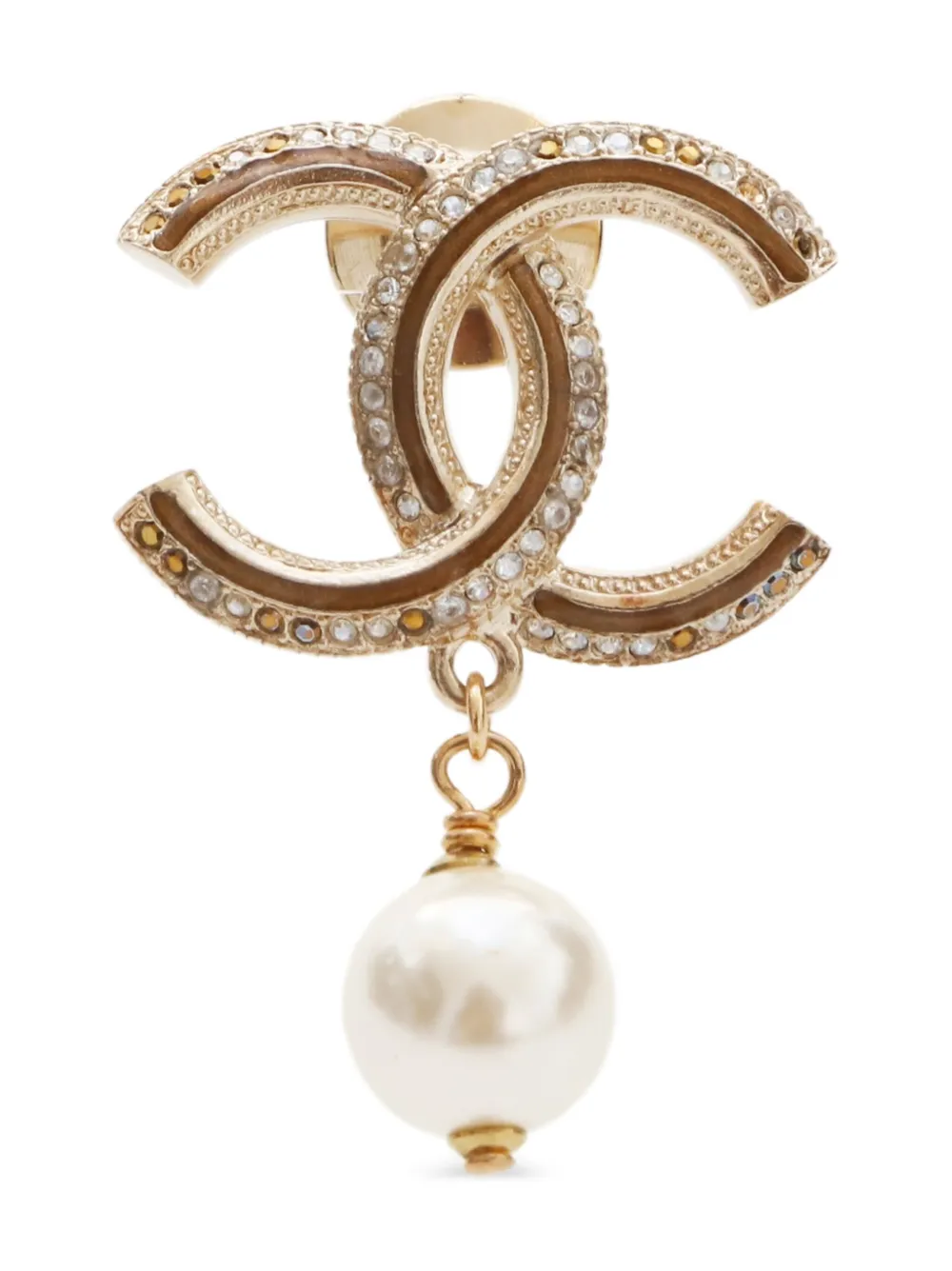 CHANEL Pre-Owned 2011 CC Mark pearl brooch | Gold | Image 1