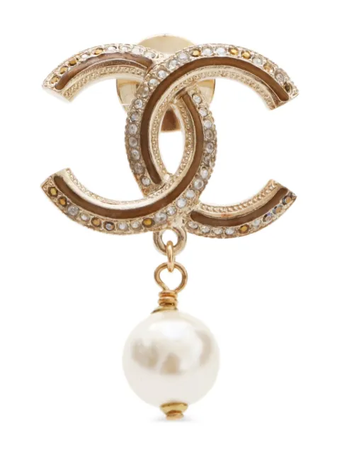 CHANEL Pre-Owned 2011 CC Mark pearl brooch