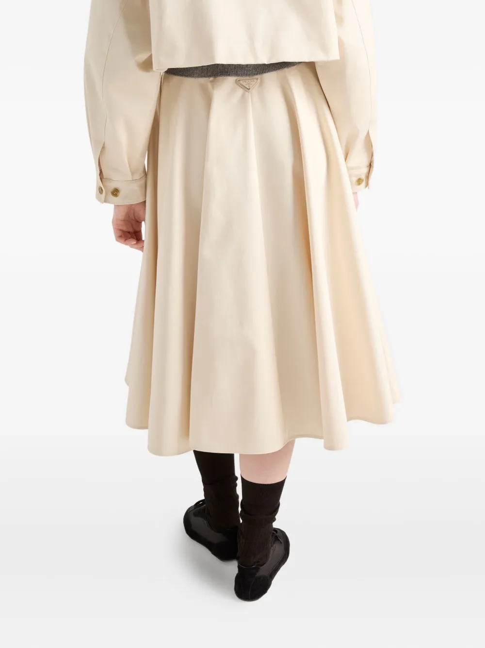 Prada Flared rok met logo Beige