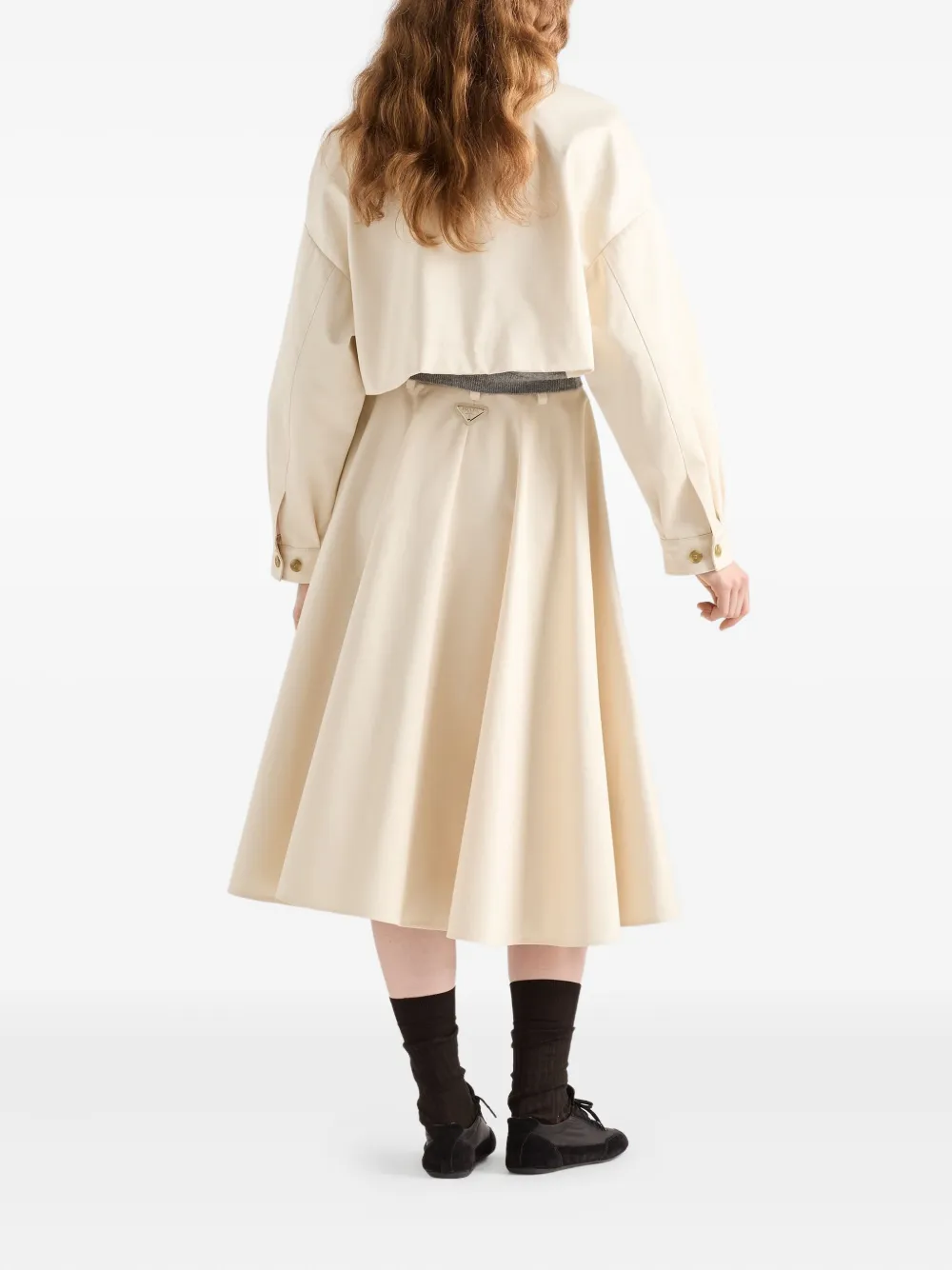 Prada Flared rok met logo Beige