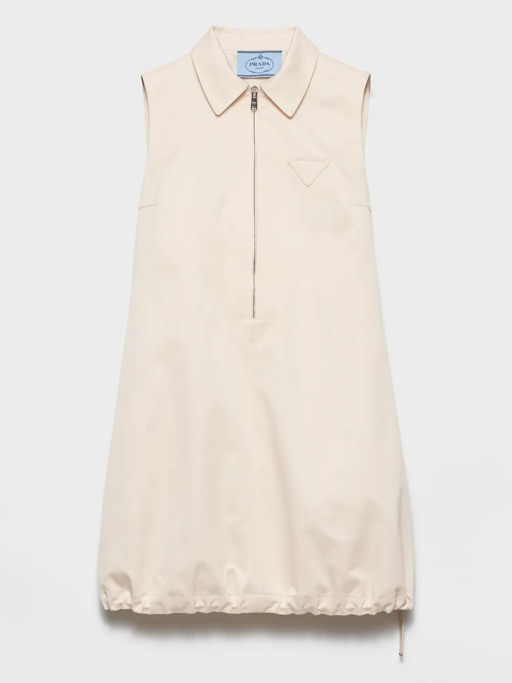 Prada Mini-jurk met halve rits en trekkoord Beige