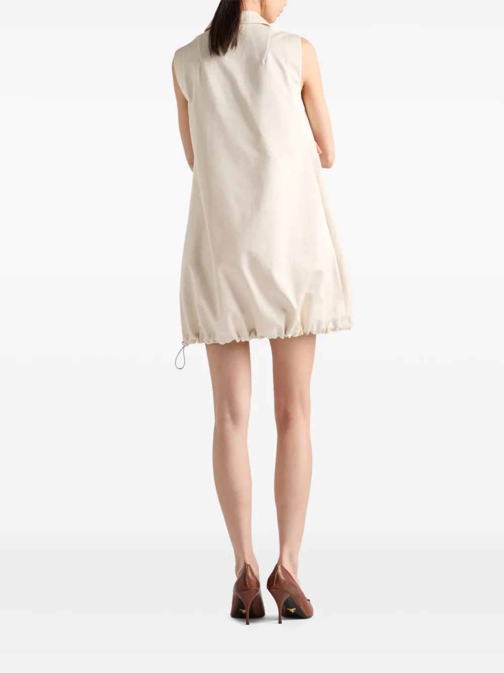 Prada Mini-jurk met halve rits en trekkoord Beige