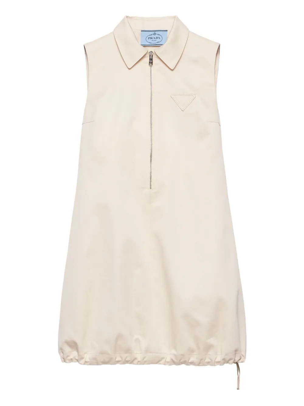 Prada Mini-jurk met halve rits en trekkoord Beige