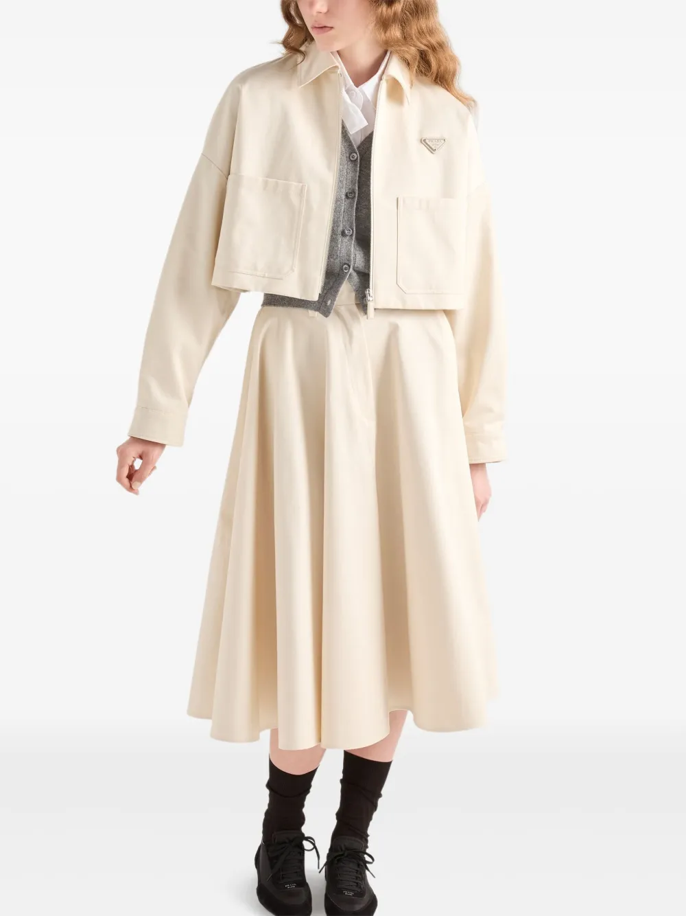 Prada Jack met Triangle-logo Beige