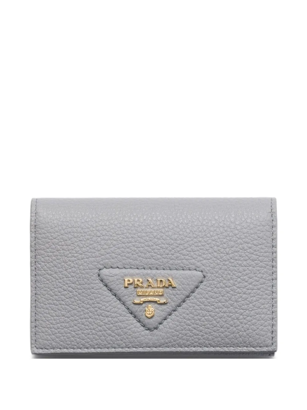 Prada Leren pasjeshouder met triangel-logo Grijs