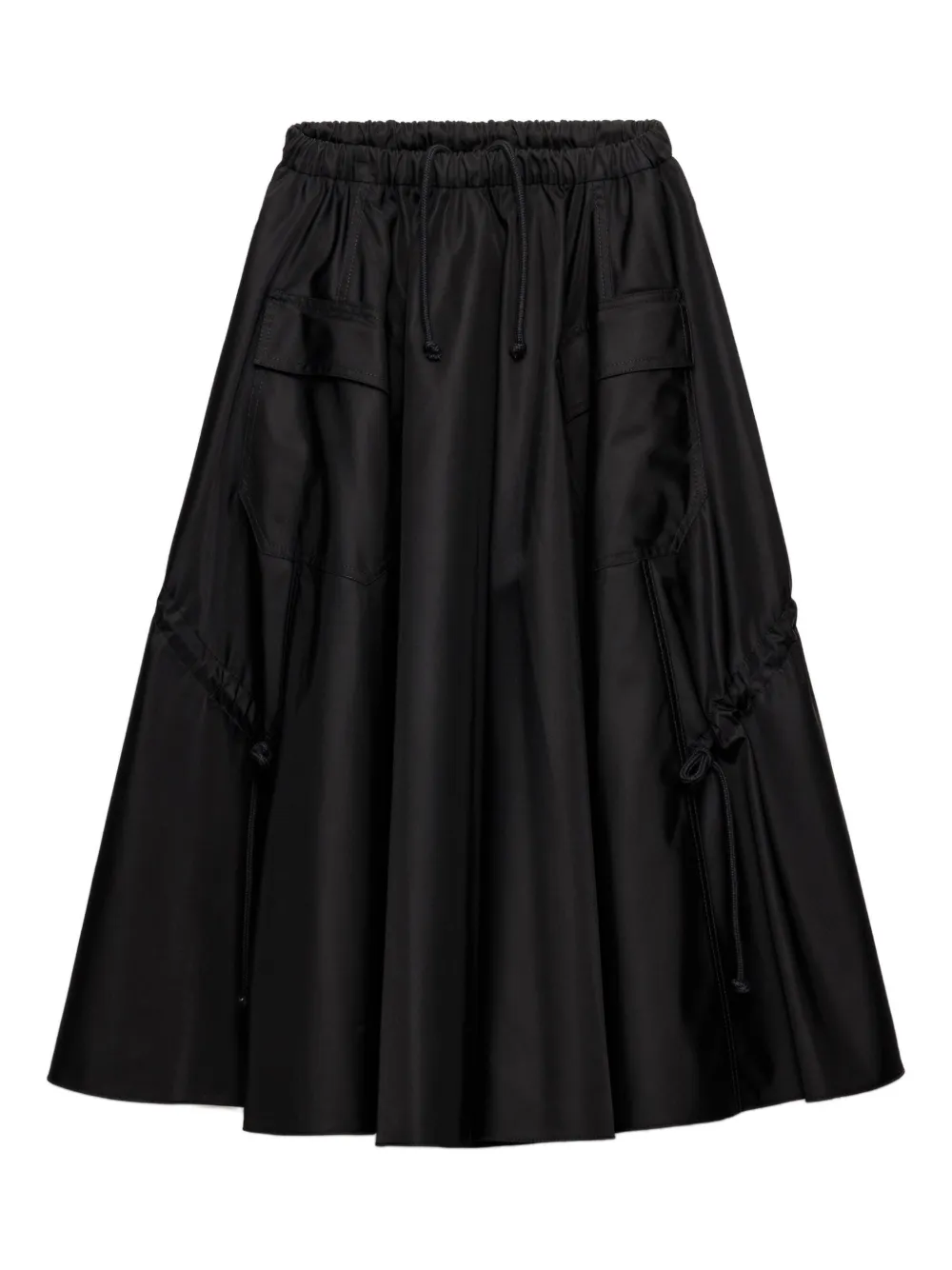 Prada patch-pocket drawstring midi skirt Zwart