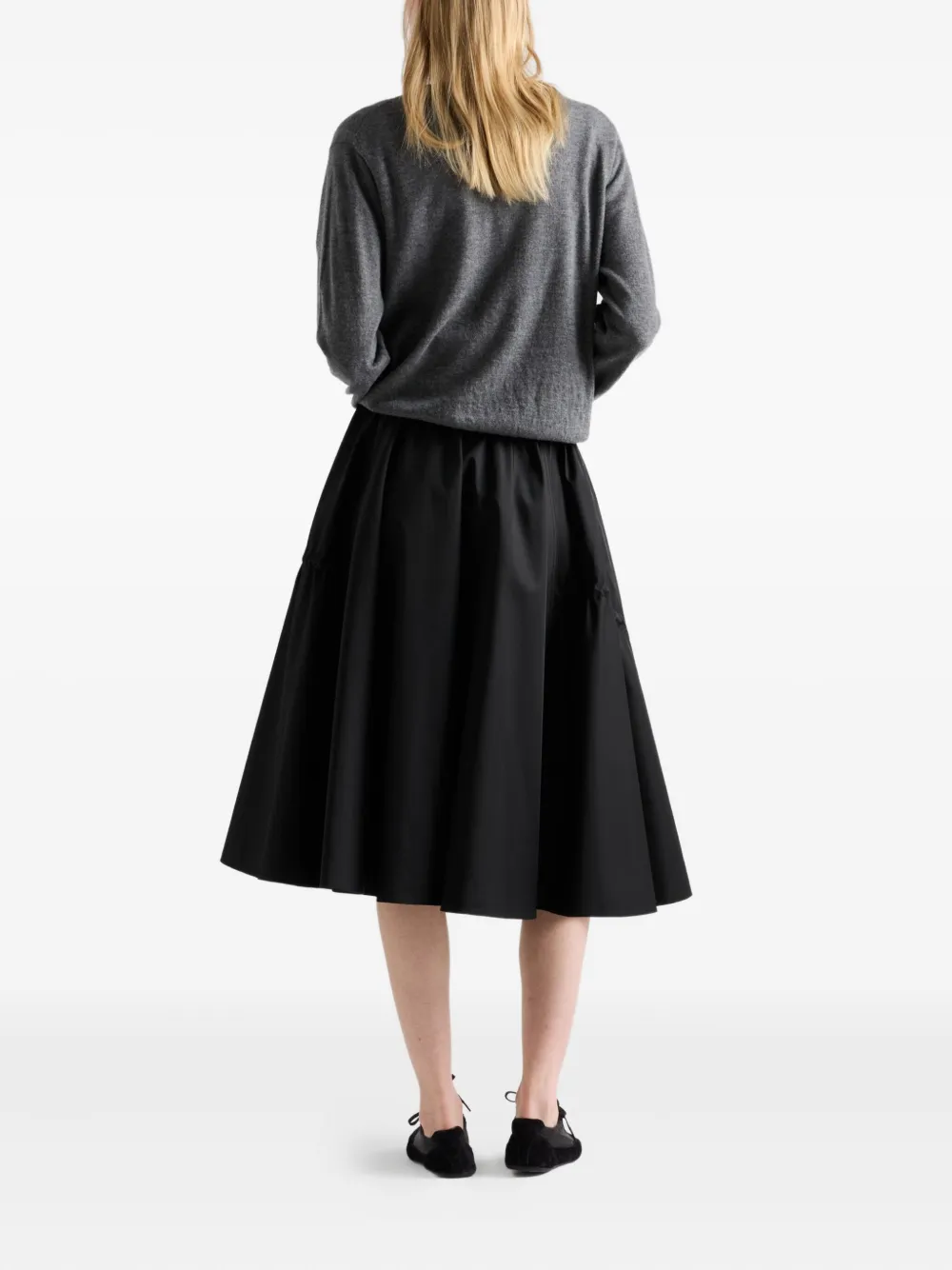 Prada patch-pocket drawstring midi skirt Zwart