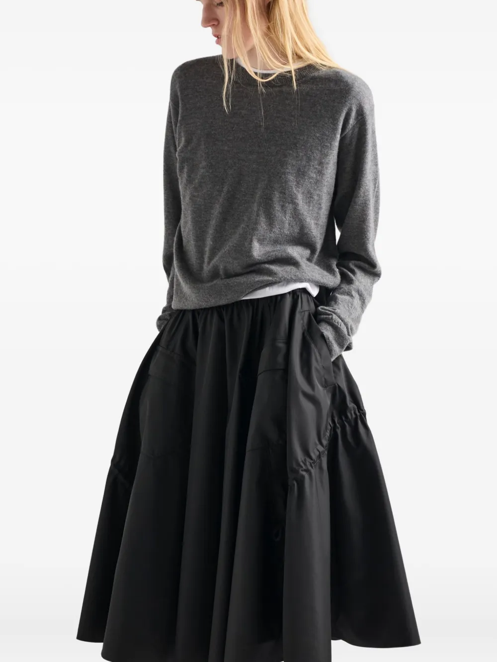 Prada patch-pocket drawstring midi skirt Zwart