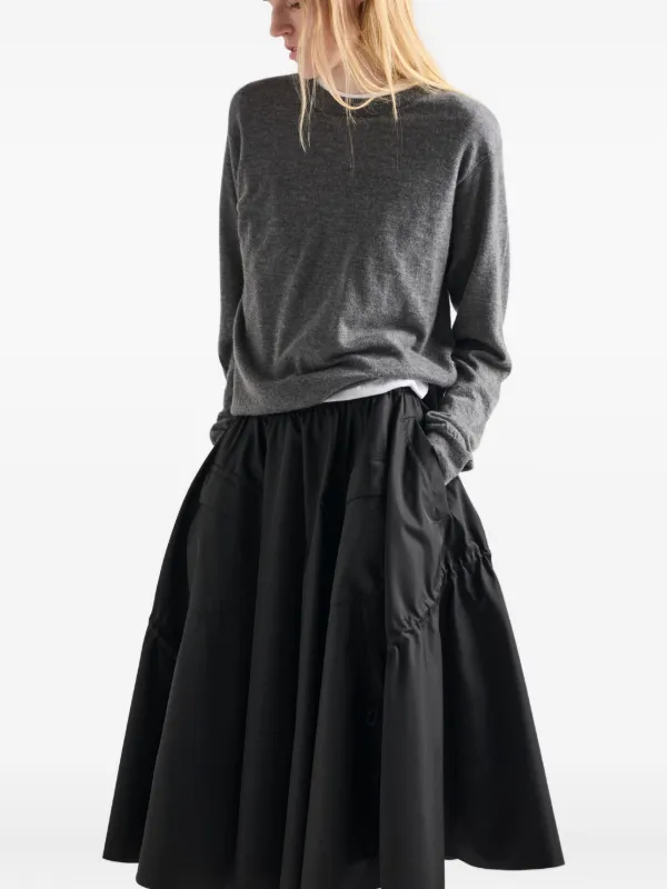 Prada patch-pocket Drawstring Midi Skirt | Black | FARFETCH