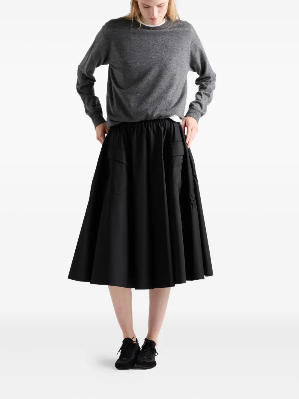 Prada patch-pocket drawstring midi skirt Zwart