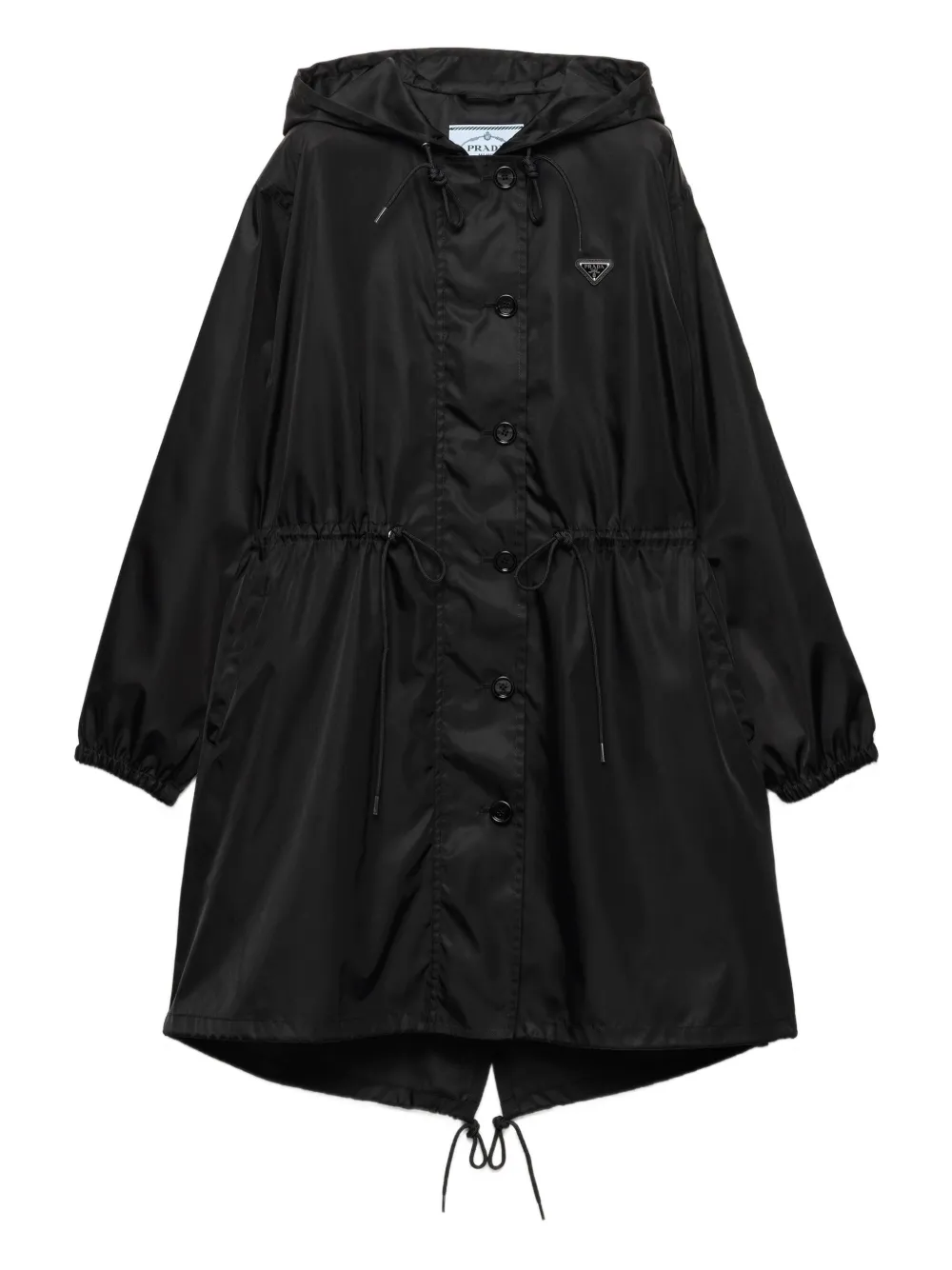 Prada Jas met capuchon en logoplakkaat Zwart