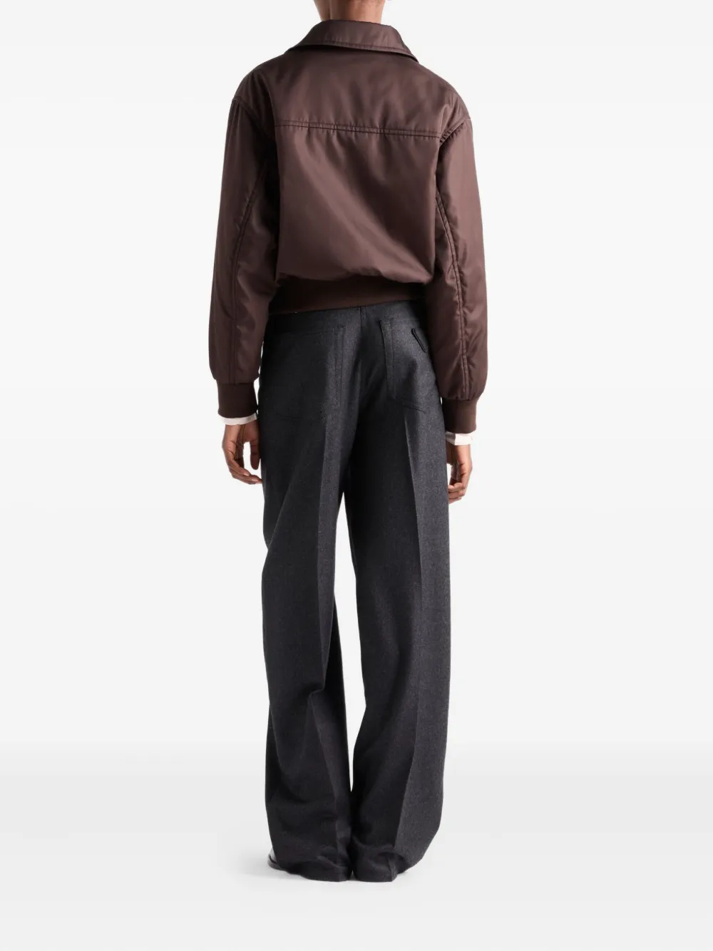 Prada Womens Brown Re-nylon Pointed-collar Blouson Jacket In Burgundy