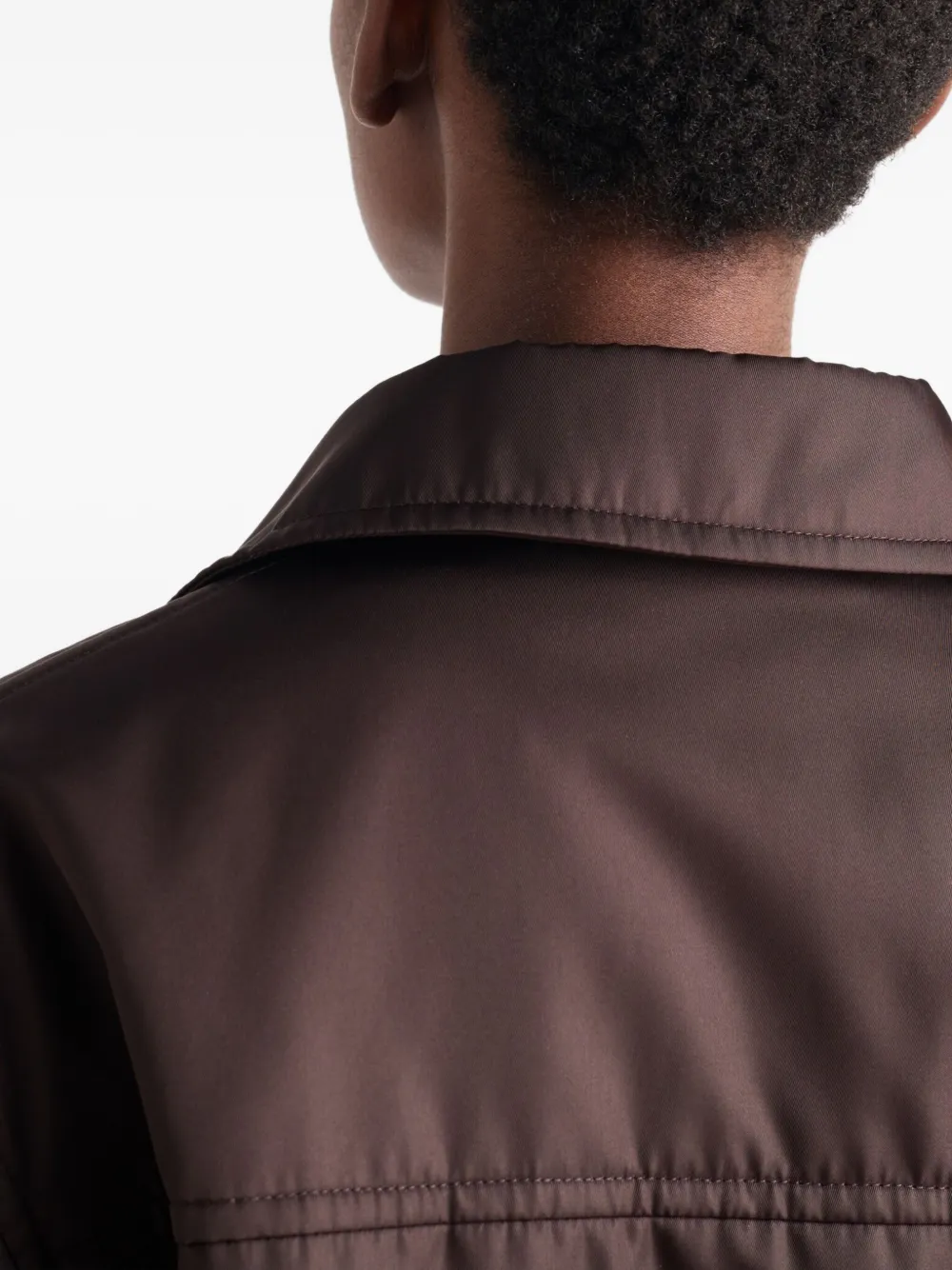 Prada Womens Brown Re-nylon Pointed-collar Blouson Jacket In Burgundy