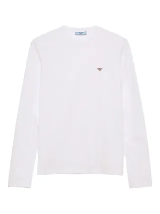 Prada long-sleeved Jersey T-shirt | White | FARFETCH BE
